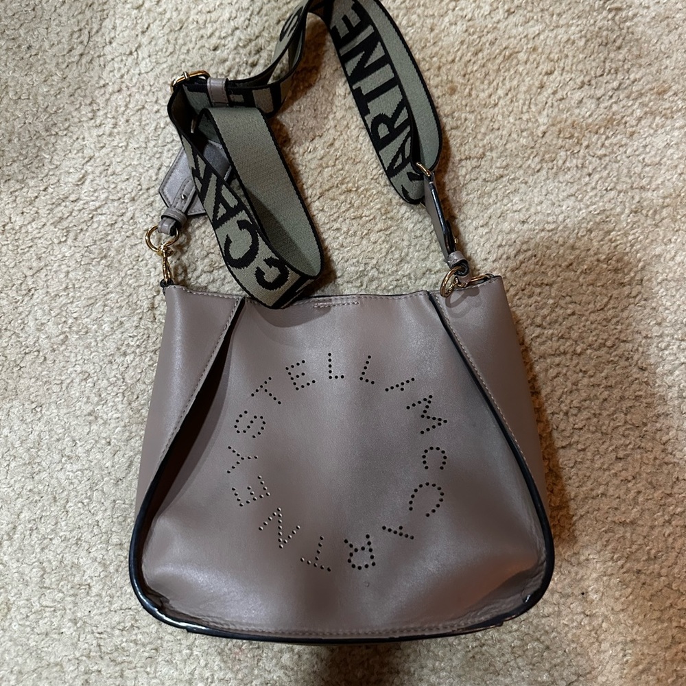 AUTHENTIC Stella McCartney Logo Crossbody in Moss/Gold